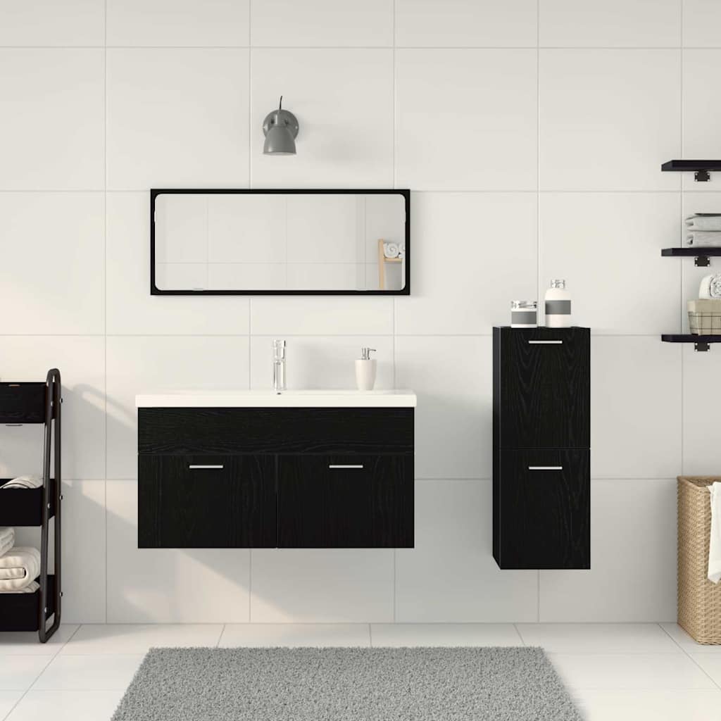 Bathroom Furniture Set 4 pcs Black Oak 91 x 39.5 x 46 cm